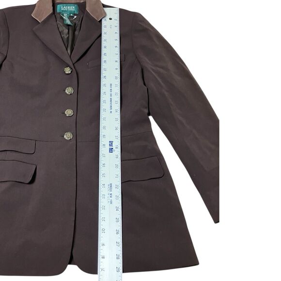 Lauren Ralph Lauren Brown Wool Leather Collar Horse Buttons Equestrian Blazer - Picture 4 of 14